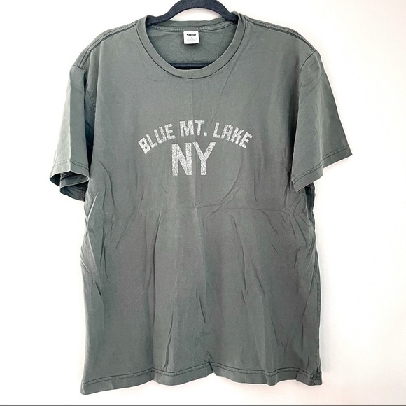 🎯3/$10 Old Navy Blue Mt. Lake NY Green Grey Tee L - Picture 1 of 6